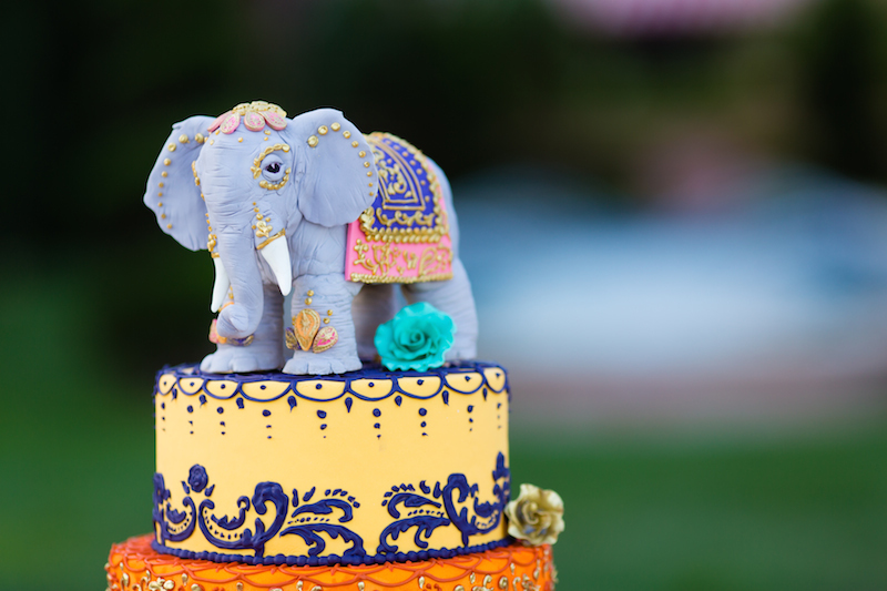Bright & Lucky, wedding cake, Indian wedding, elephant