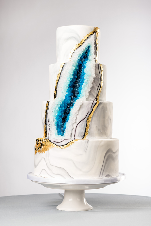 geode wedding cake, crystals, 