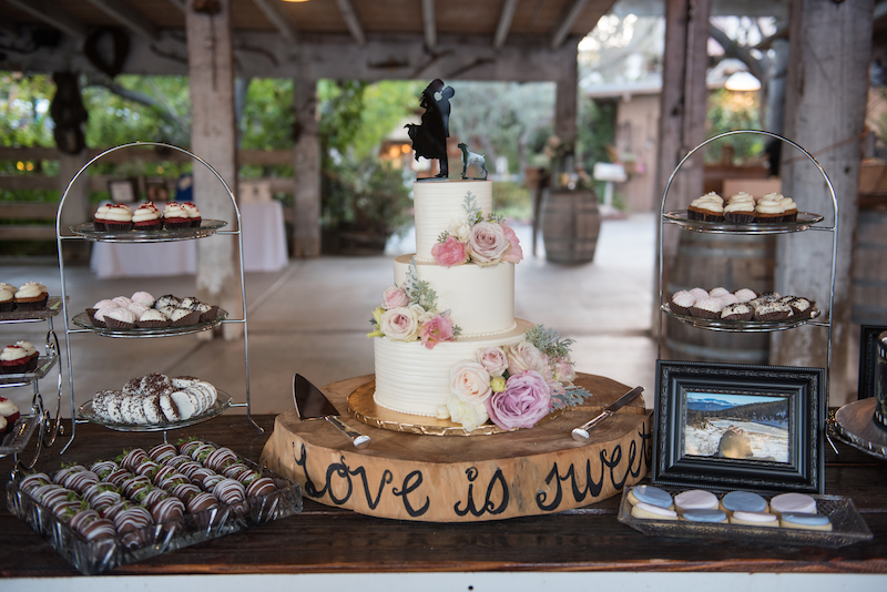 real wedding, winery wedding, wedding cake, dessert bar