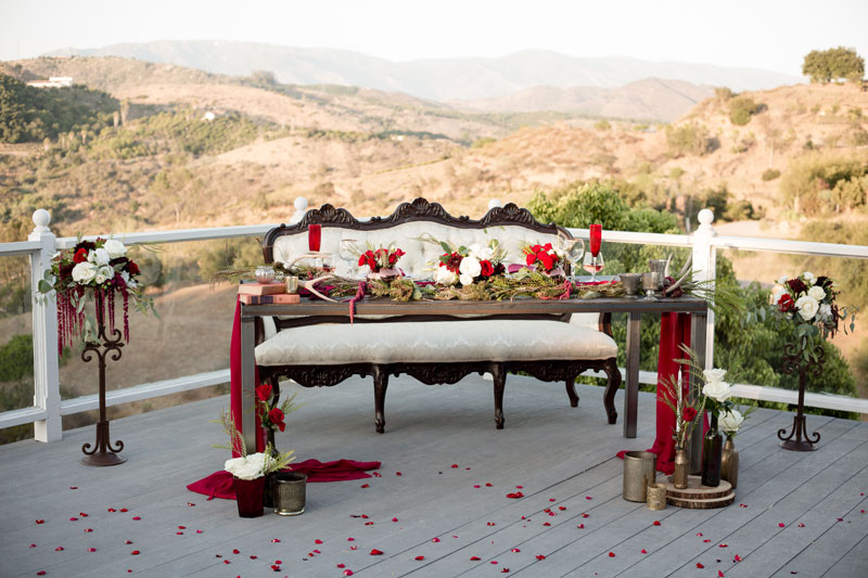 red, rustic, antlers, boho, floral, table, couch