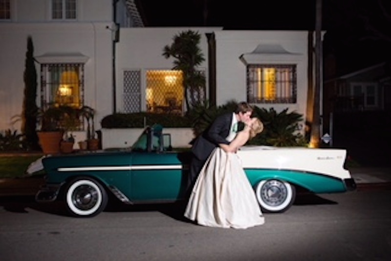 bride groom, kiss, classic car