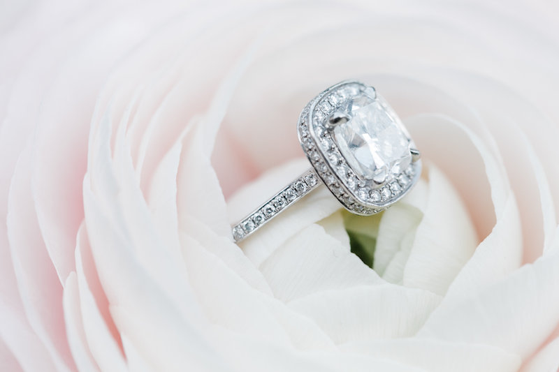engagement ring, diamond, rose