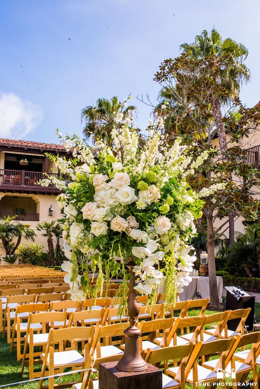 large floral arrangement for outdoor wedding