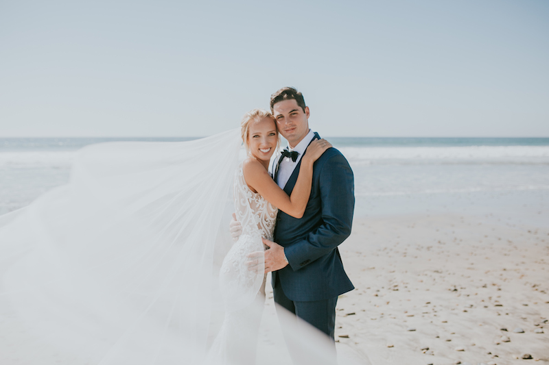 bride, groom, beach, ocean