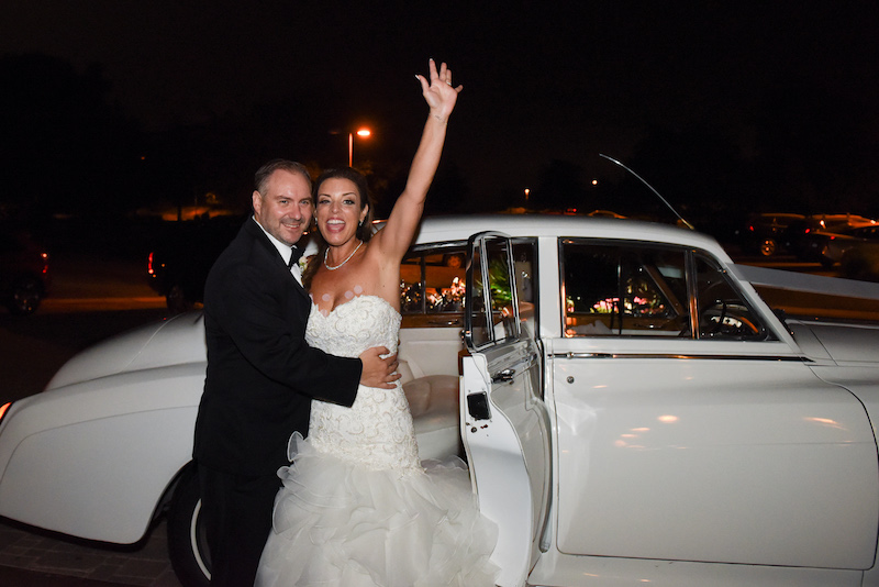 bride and groom grand exit, Rolls Royce