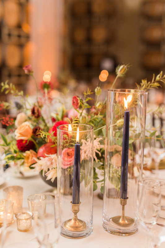 table setting, candles, centerpiece