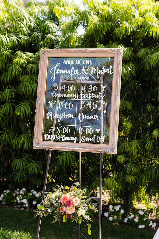 wedding sign with schedule
