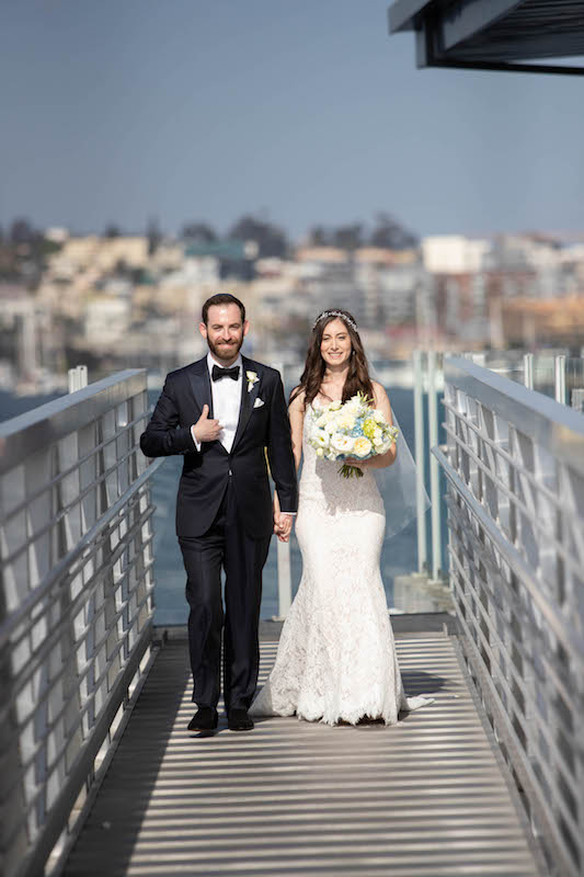 bride, groom, dock