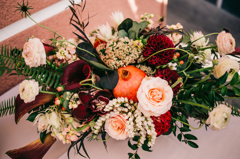 bridal bouquet, flowers, floral, pommegranite