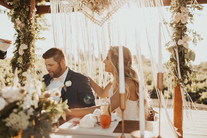 bride, groom, sweetheart table
