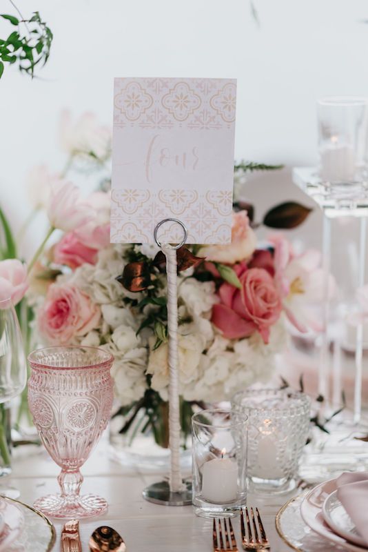 table number, floral centerpiece