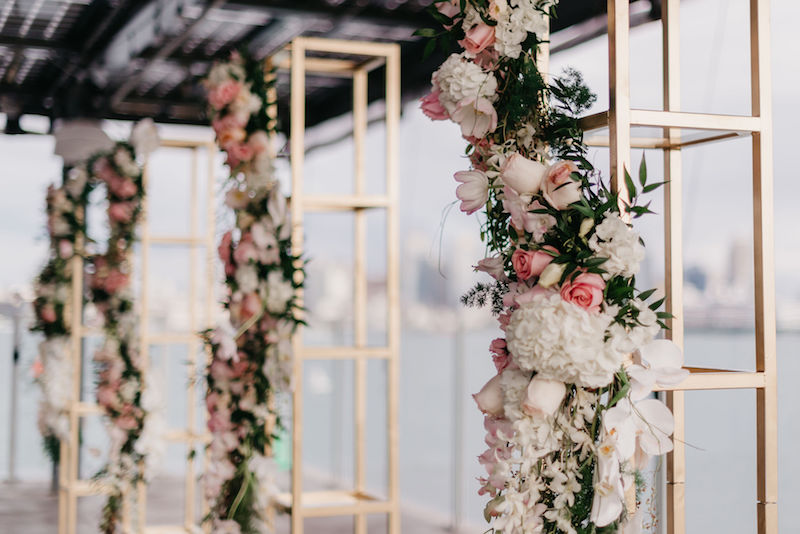 wedding arch, flowers, florals, bayside