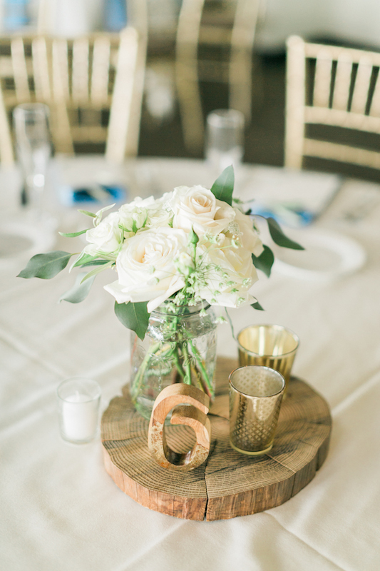 floral centerpiece, table number
