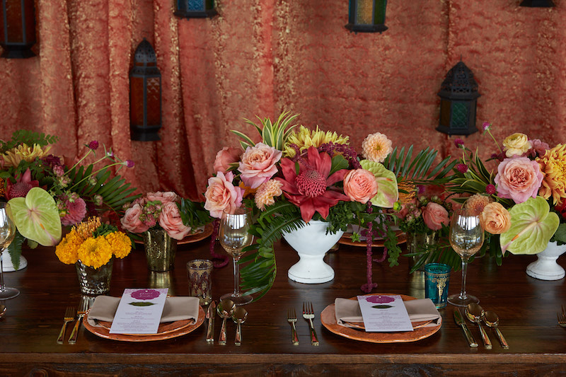 Magical, Moroccan, tablescape, table design, floral centerpiece
