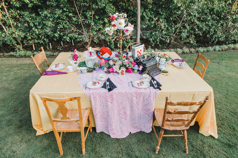 Mad Hatter Tea Party, tablescape, table setting