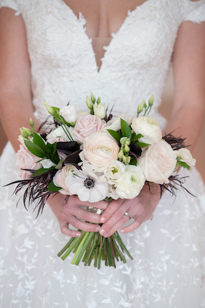 bride, wedding dress, bouquet