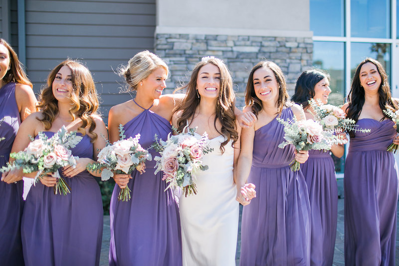 bride, bridesmaids, bouquets