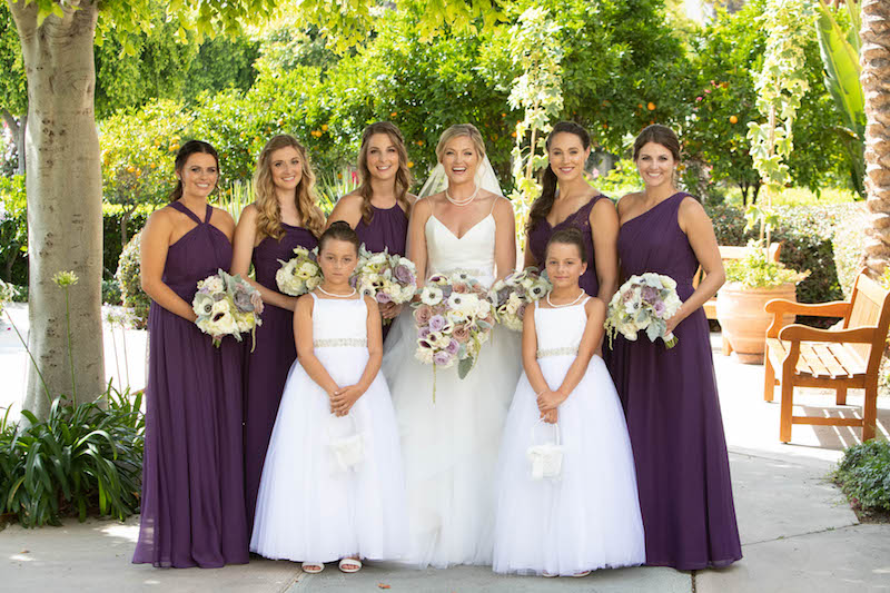 bride, bridesmaids, flower girls, bouquets