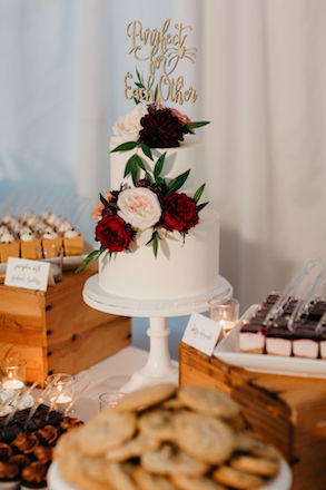 dessert table with wedding cake