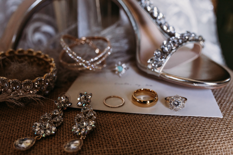 Wedding rings and bridal shoes