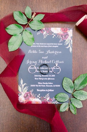 invitation, wedding rings