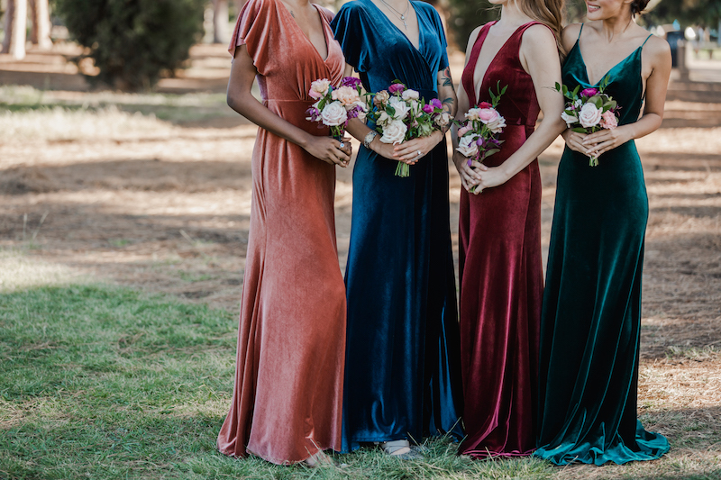 bridesmaids holding bouquets