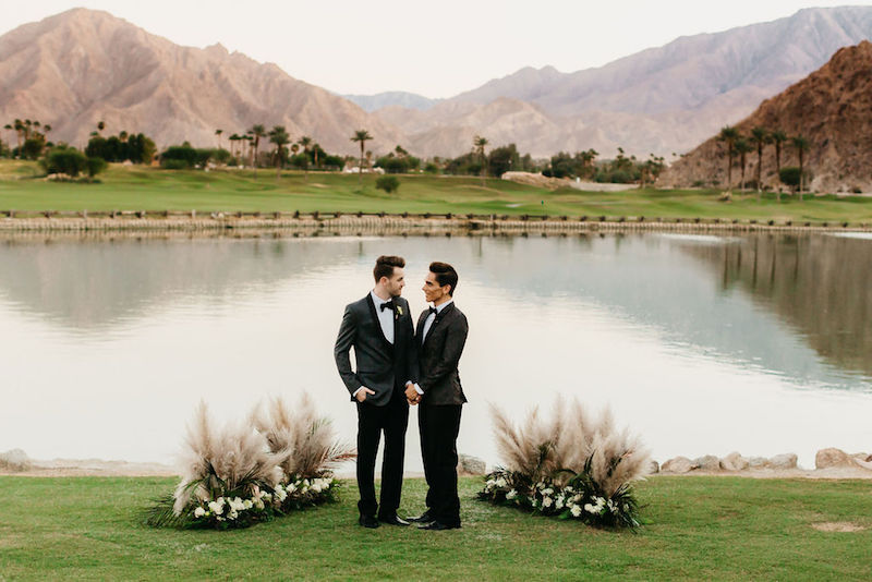 two grooms, desert wedding