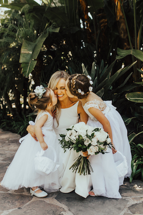 bride, bouquet, flower girls